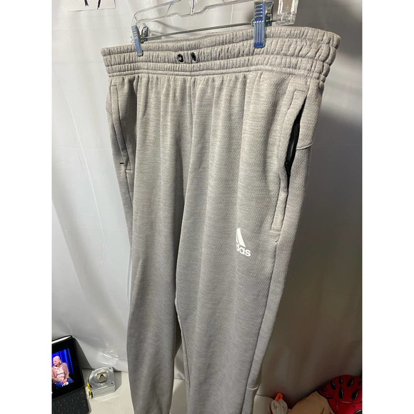 Adidas Mens Jogger Pants 2XL Gray Pockets -No Drawstring- Logo - Picture 3 of 12